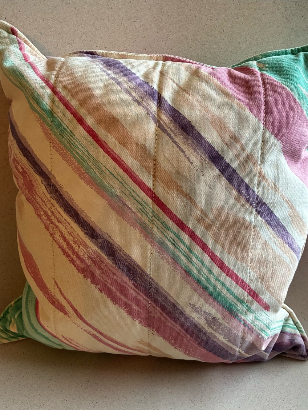 Retro Multicolor Striped Throw Pillow